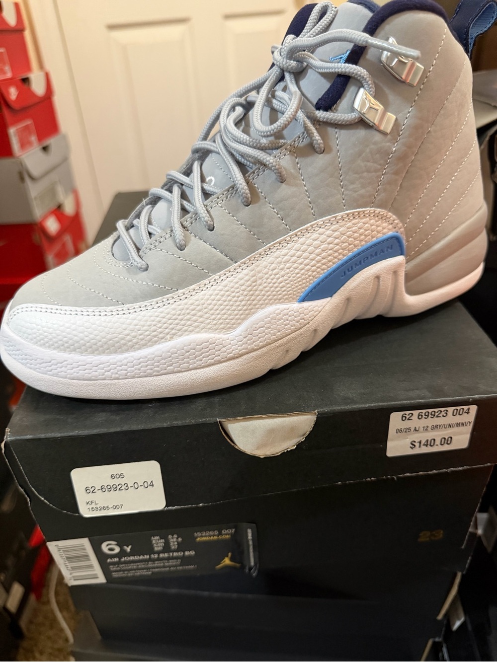 Air Jordan 12 Gray & White Basketball Sneakers